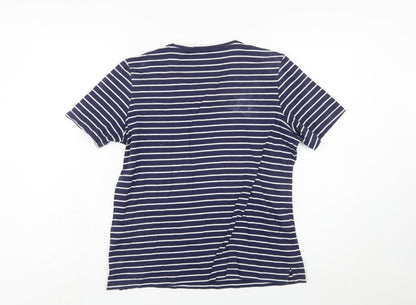 Tommy Hilfiger Women's Blue Striped Cotton T-Shirt L