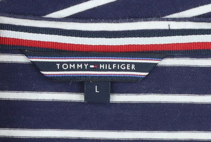 Tommy Hilfiger Women's Blue Striped Cotton T-Shirt L