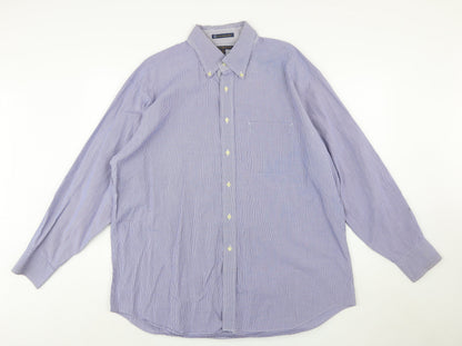 Tommy Hilfiger Men's Blue Check Button-Down XL Cotton Shirt