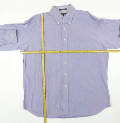 Tommy Hilfiger Men's Blue Check Button-Down XL Cotton Shirt