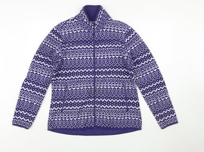 Joe Fresh Womens Purple Fair Isle Fleece Full Zip Jacket Size L