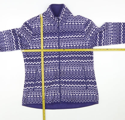 Joe Fresh Womens Purple Fair Isle Fleece Full Zip Jacket Size L
