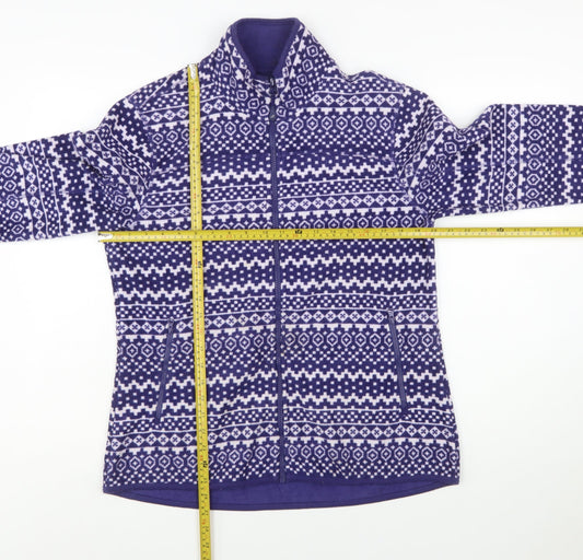 Joe Fresh Womens Purple Fair Isle Fleece Full Zip Jacket Size L