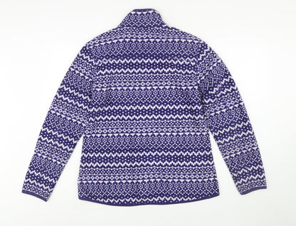Joe Fresh Womens Purple Fair Isle Fleece Full Zip Jacket Size L