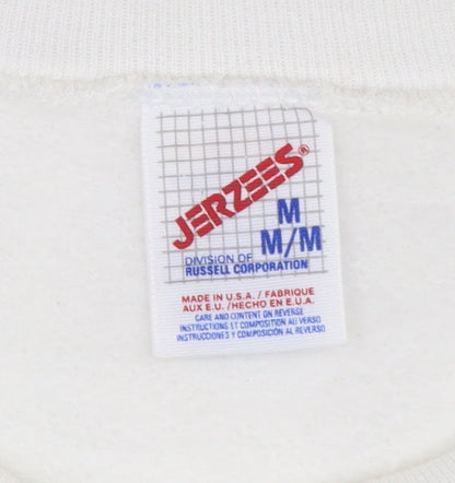 Jerzees Women White Gold Graphic Pullover Sweatshirt Size M