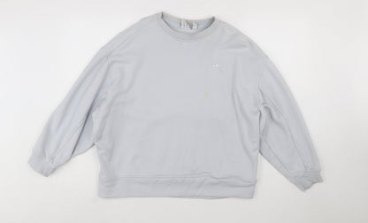 Adidas Women Grey Cotton Crew Neck Sweatshirt Size 12