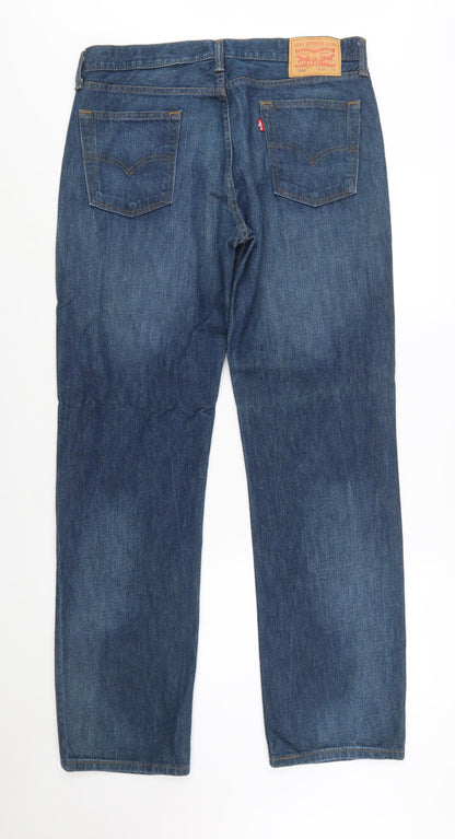 Levi's 514 Men's Blue Denim Straight Jeans 34W 32L Classic Fit