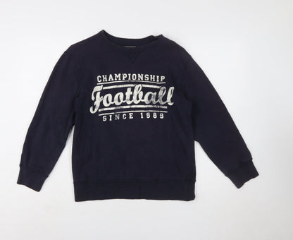 The Children's Place Boys Navy Football Sweatshirt L 10-12 Crew Neck Pullover
