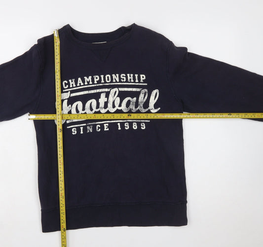 The Children's Place Boys Navy Football Sweatshirt L 10-12 Crew Neck Pullover