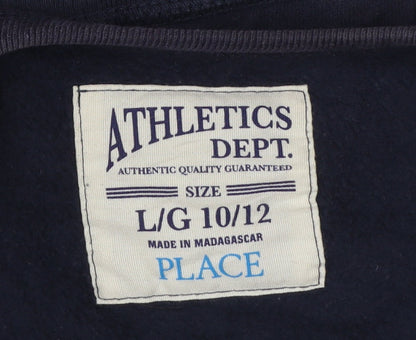 The Children's Place Boys Navy Football Sweatshirt L 10-12 Crew Neck Pullover