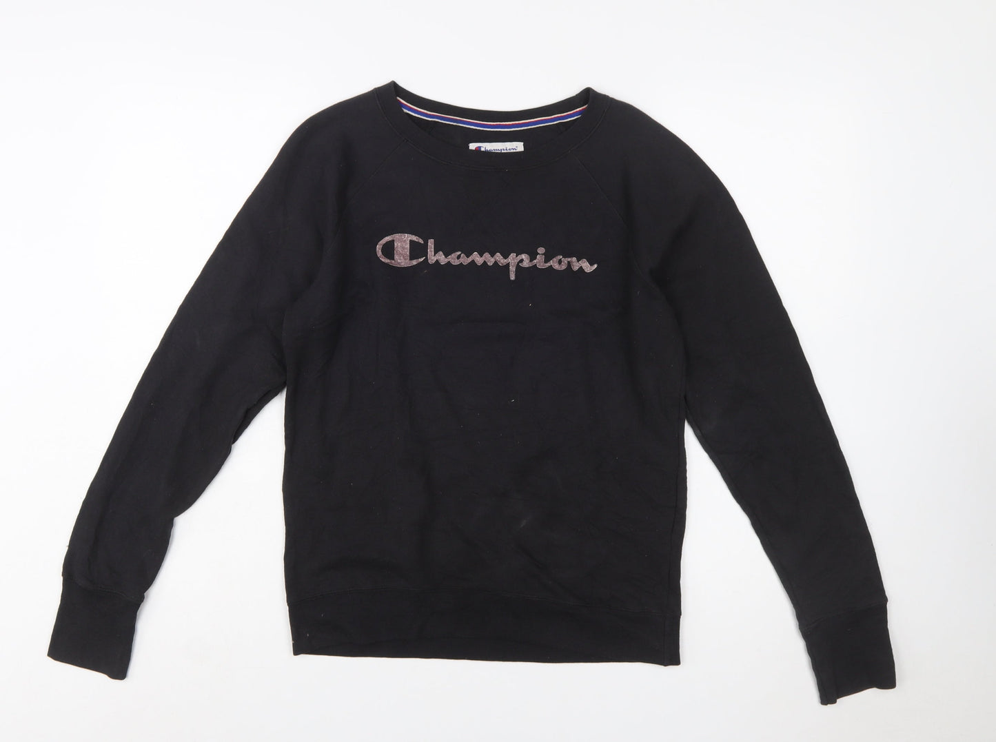 Champion Women's Black Small Pullover Sweatshirt with Logo Detail