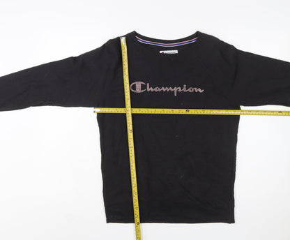 Champion Women's Black Small Pullover Sweatshirt with Logo Detail