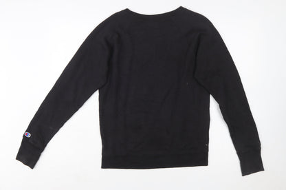 Champion Women's Black Small Pullover Sweatshirt with Logo Detail