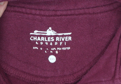 Charles River Womens Burgundy 1/4 Zip Pullover Sweatshirt XXS Cotton Blend