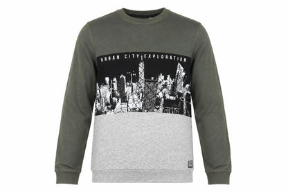C&A DWD Teens Green Black Grey Urban Graphic Pullover Sweatshirt L