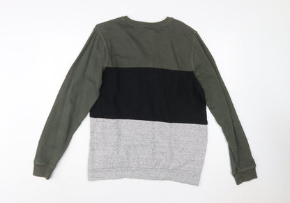 C&A DWD Teens Green Black Grey Urban Graphic Pullover Sweatshirt L