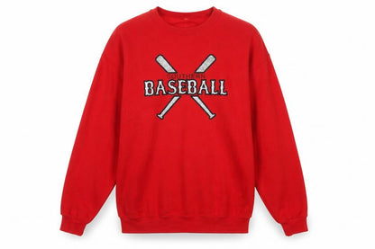 Jerzees Women Red Baseball Graphic Pullover Sweatshirt Size L