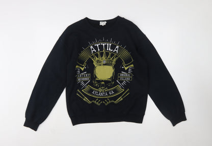 Gildan Women's Black Graphic Pullover Sweatshirt S Skull Print