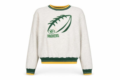 Front view of Legends Athletic unisex kids grey packers pullover sweatshirt xl vintage