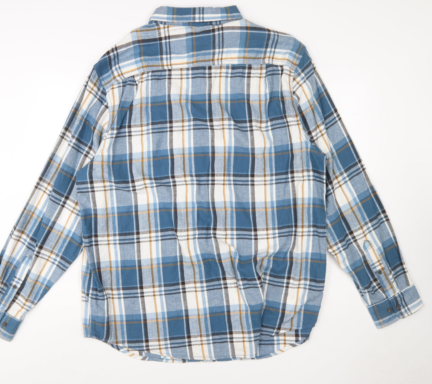 George Men’s Blue Check Flannel Button-Up Shirt 2XL Regular Fit