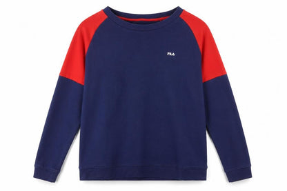 Fila Womens Navy & Red Raglan Sweatshirt Size L Cotton Blend