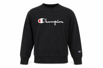 Champion Men's Black Reverse Weave Sweatshirt Medium Pullover Logo