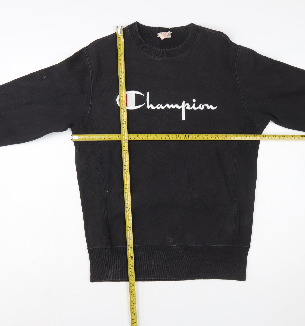 Champion Men's Black Reverse Weave Sweatshirt Medium Pullover Logo