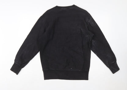 Champion Men's Black Reverse Weave Sweatshirt Medium Pullover Logo