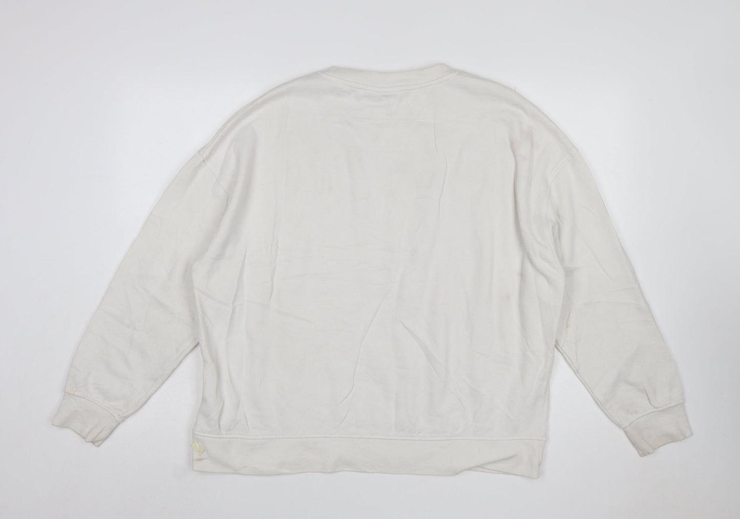 Disney Women White Mickey Mouse Printed Pullover Sweatshirt L