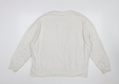 Disney Women White Mickey Mouse Printed Pullover Sweatshirt L