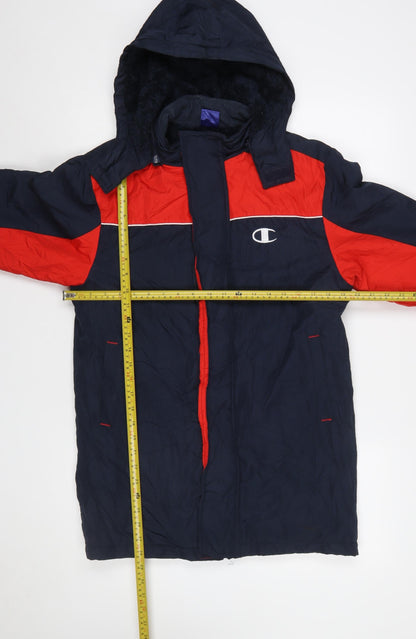 Champion Boys Blue Red Hooded Winter Parka Coat 11-12 Years