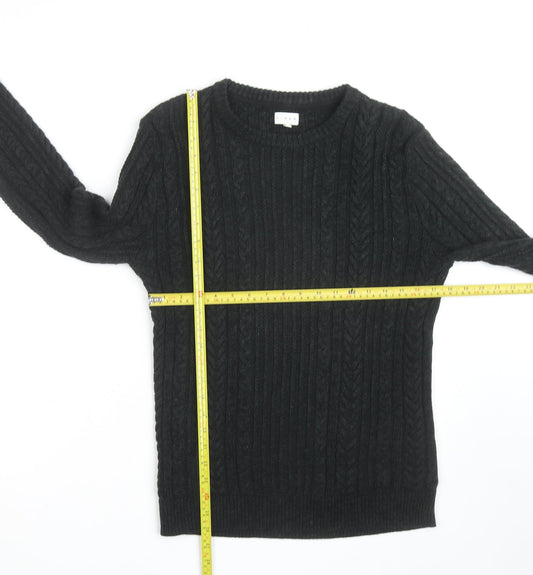 Linea Men's Black Wool Cable-Knit Jumper Size S Crew Neck