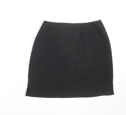Warehouse Women’s Black Pinstripe Pencil Skirt Size 10 Lined Workwear