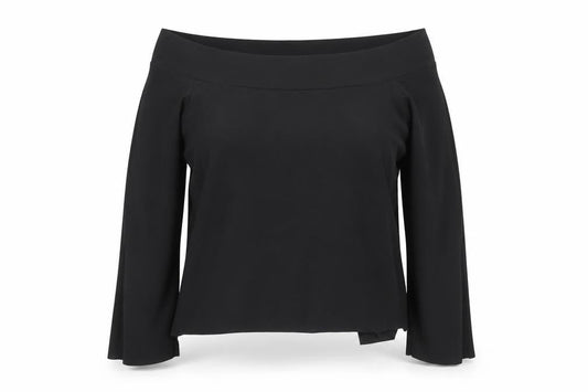 Zara Womens Black Off Shoulder Long Sleeve Basic Blouse Size 12