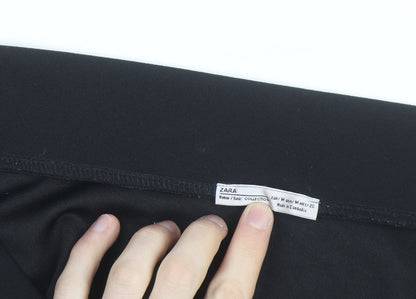 Zara Womens Black Off Shoulder Long Sleeve Basic Blouse Size 12