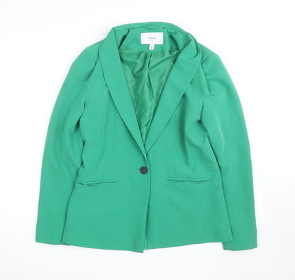 Vila Womens Green Blazer Jacket Size 8 Single Breasted Lined