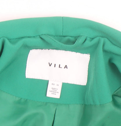Vila Womens Green Blazer Jacket Size 8 Single Breasted Lined