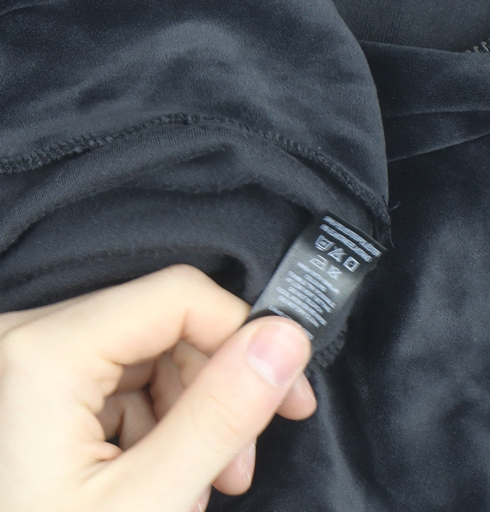 Dunnes Stores Women’s Black Velour Hooded 1/4 Zip Pullover Jumper Size 16