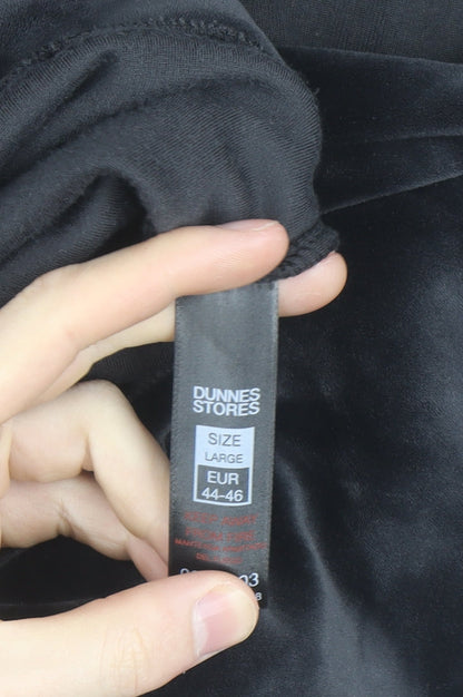 Dunnes Stores Women’s Black Velour Hooded 1/4 Zip Pullover Jumper Size 16