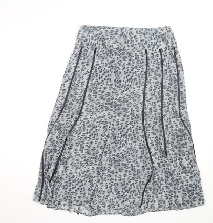 Dunnes Stores Womens Grey Animal Print Midi A-Line Skirt Size 8