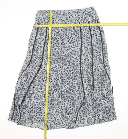 Dunnes Stores Womens Grey Animal Print Midi A-Line Skirt Size 8