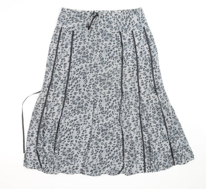 Dunnes Stores Womens Grey Animal Print Midi A-Line Skirt Size 8