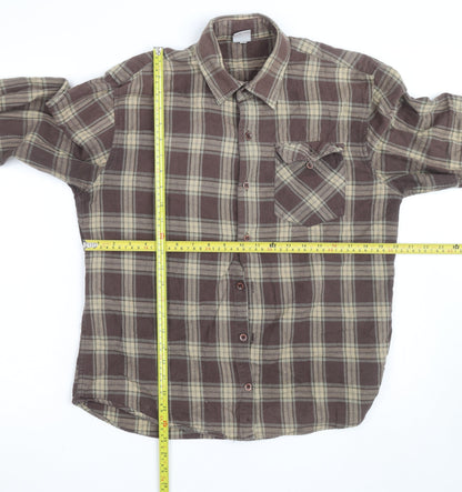 Blue Steel Men's Brown Check Long Sleeve Button-Up Shirt Size M