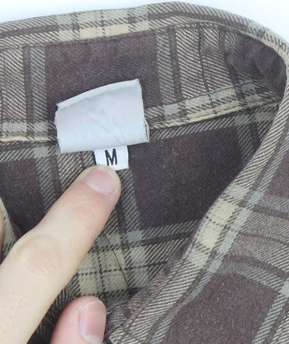 Blue Steel Men's Brown Check Long Sleeve Button-Up Shirt Size M