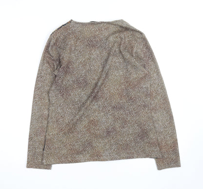 Kalisson Women's Brown Art Print Long Sleeve Pullover Jumper Size M