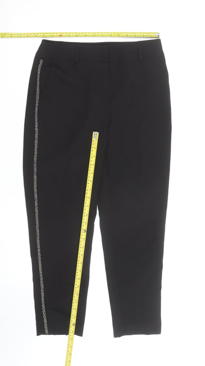 Dorothy Perkins Women’s Black Beaded Trim Ankle Trousers Size 8 Slim Fit