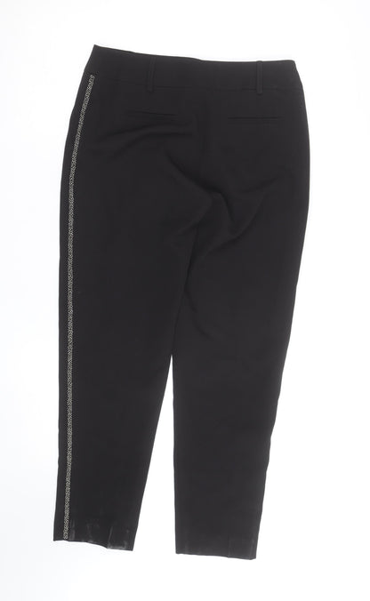 Dorothy Perkins Women’s Black Beaded Trim Ankle Trousers Size 8 Slim Fit