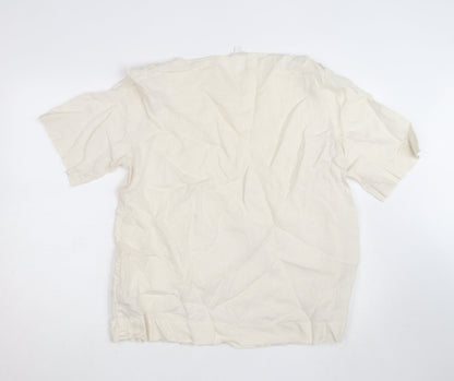 COS Women Ivory Linen Short Sleeve Relaxed Fit Blouse Size 12