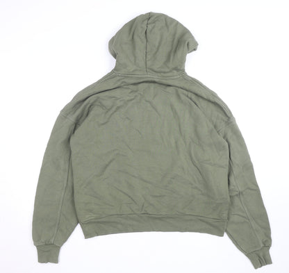 Converse Womens Green Pullover Hoodie Size M Drawstring Cotton Blend