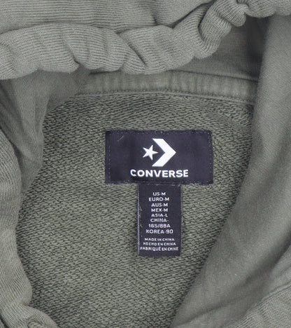 Converse Womens Green Pullover Hoodie Size M Drawstring Cotton Blend